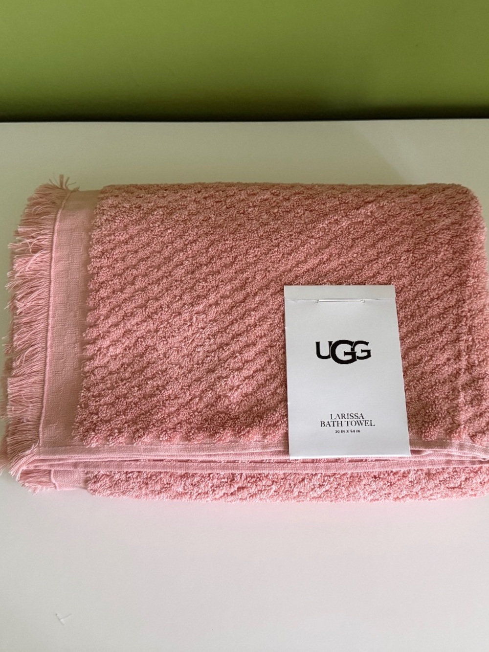 UGG Bath Towels Fringed Textured Rose Cloud